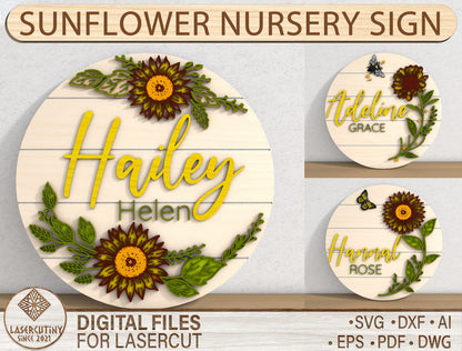 Sunflower Door Sign SVG for LightBurn and Glowforge
