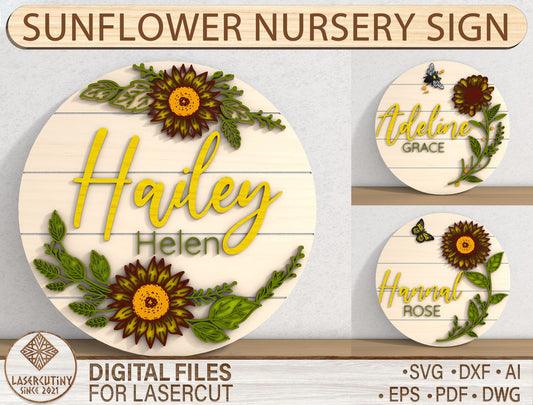 Sunflower Door Sign SVG for LightBurn and Glowforge