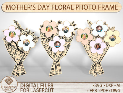 Mother's Day Flower Photo Frame SVG Bouquet for LightBurn and xTool