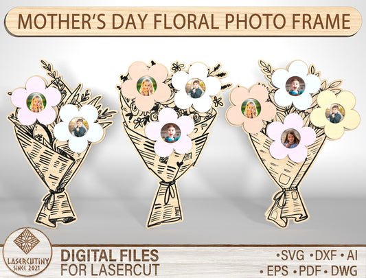 Mother's Day Flower Photo Frame SVG Bouquet for LightBurn and xTool