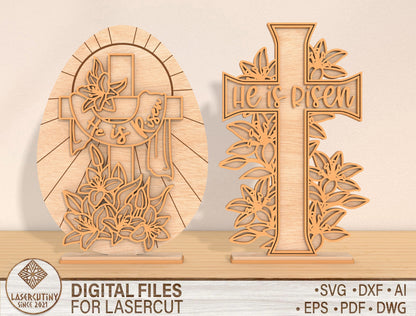 Multilayer Cross Lily SVG Bundle Christian Floral Faith for LightBurn
