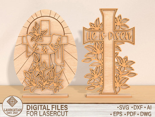 Multilayer Cross Lily SVG Bundle Christian Floral Faith for LightBurn