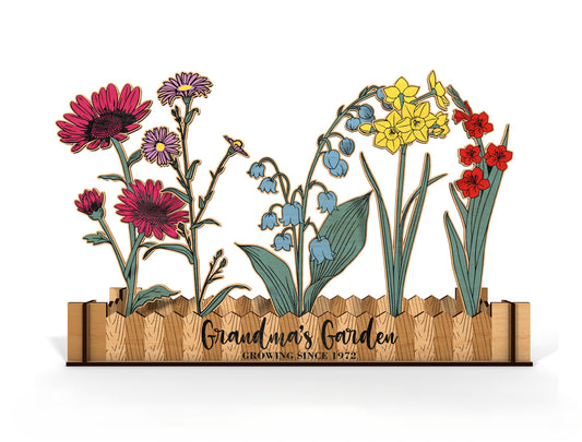 Birth Flower Garden Box SVG Bundle Floral Fence for xTool and LightBurn