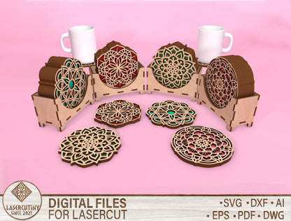 Mandala Coaster SVG Bundle for Glowforge and xTool Laser Cut File