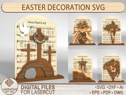 Christian Easter Jesus Cross Hymn Stand SVG Laser Cut for LightBurn and xTool