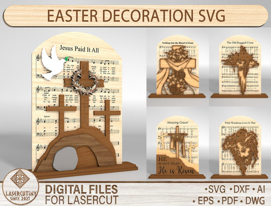 Christian Easter Jesus Cross Hymn Stand SVG Laser Cut for LightBurn and xTool