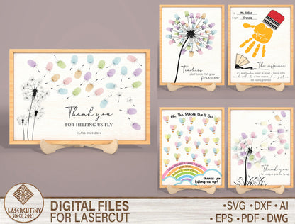 Teacher Handprint Keepsake Sign Laser Cut File SVG for LightBurn and Glowforge