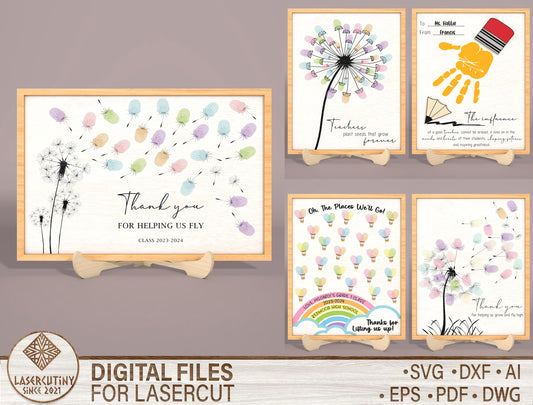 Teacher Handprint Keepsake Sign Laser Cut File SVG for LightBurn and Glowforge