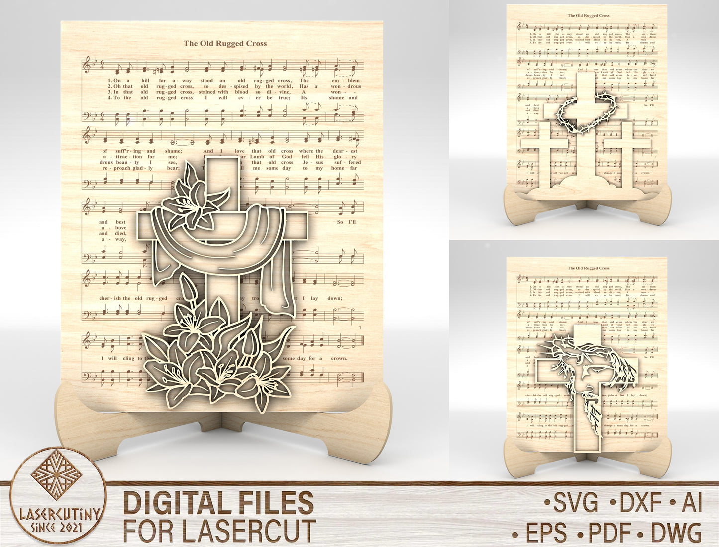 Christian Cross Easter Tabletop Sign SVG for xTool and Glowforge