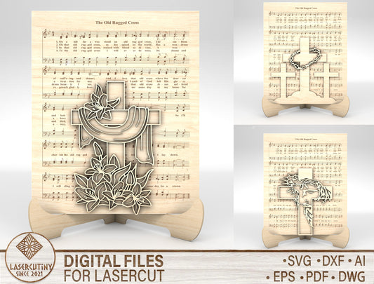 Christian Cross Easter Tabletop Sign SVG for xTool and Glowforge