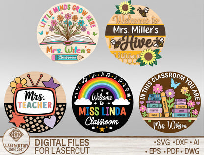 Personalized Classroom Door Hanger SVG Bundle for Glowforge and xTool