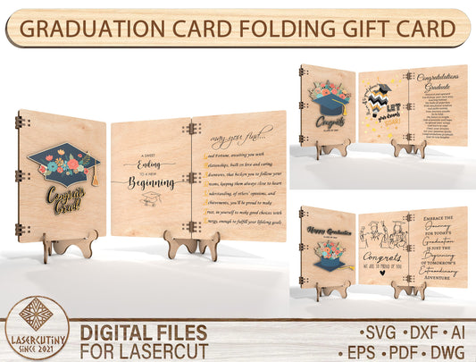 Graduation Folding Card SVG Laser Cut File for xTool and Glowforge