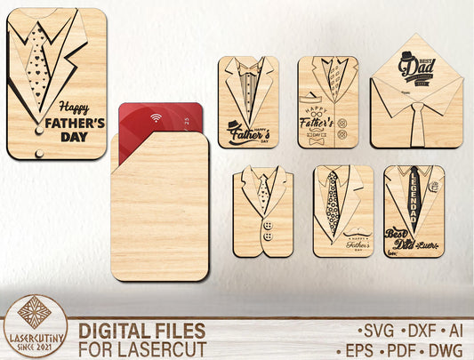 Father’s Day Suit Card Holder SVG for Glowforge and xTool