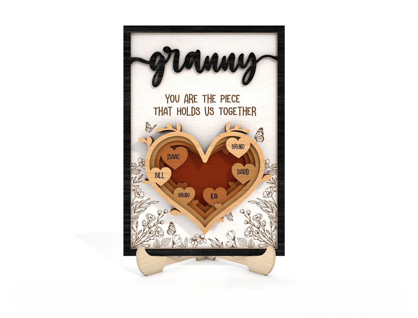 Heart Family Layered Frame SVG Mom Quote Sign for Glowforge and xTool