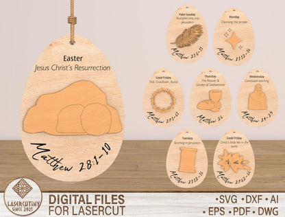 Easter Story Ornament SVG Jesus Resurrection Christian for Glowforge