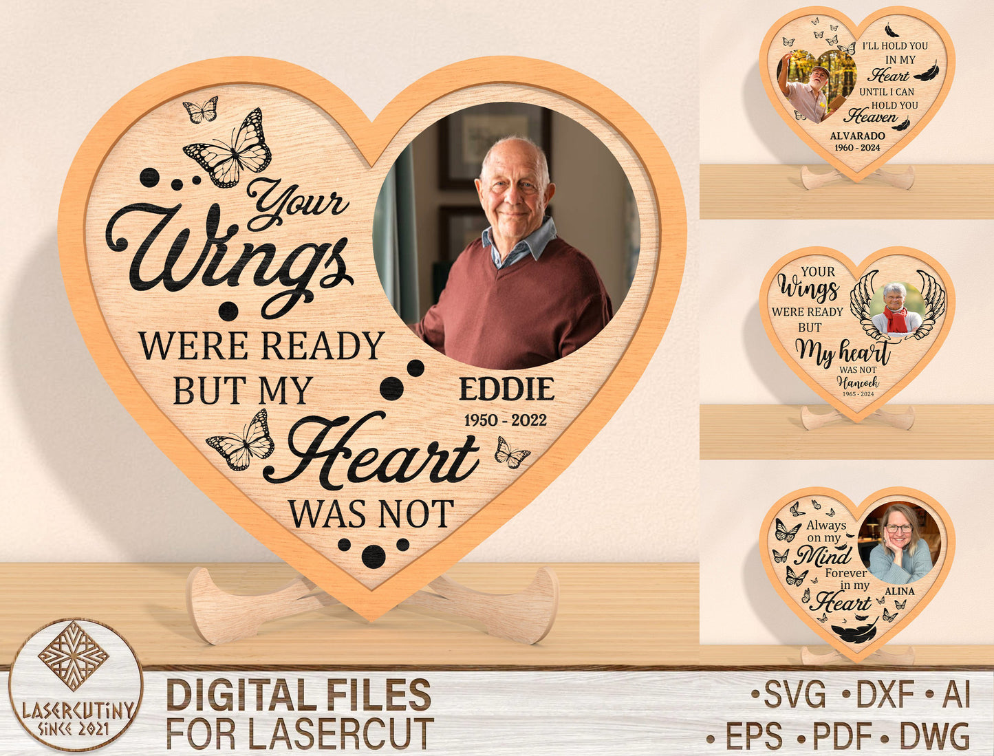 Memorial Heart Photo SVG Bundle for Glowforge and xTool
