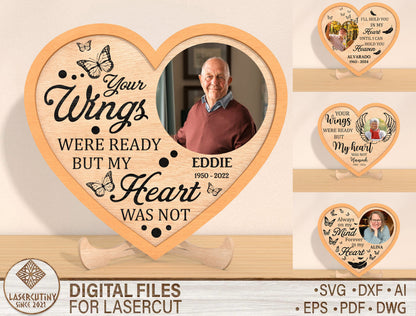 Memorial Heart Photo SVG Bundle for Glowforge and xTool