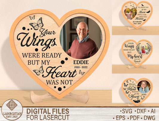 Memorial Heart Photo SVG Bundle for Glowforge and xTool