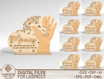 Personalized Mom Hand Custom Name Sign SVG for Glowforge and xTool
