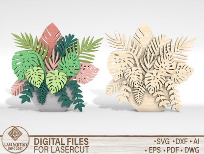 Multilayer Tropical Plant SVG Laser Cut File for Glowforge and LightBurn