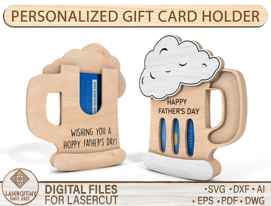 Beer Mug Gift Card Holder SVG for LightBurn and Glowforge Users