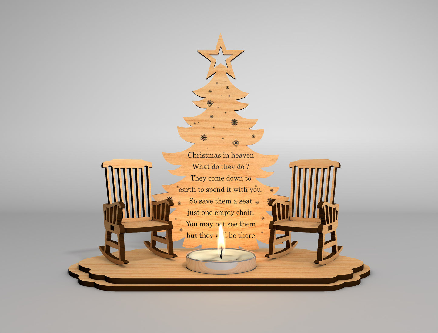 Personalized Christmas Tree Memorial SVG Laser Cut File for Glowforge xTool LightBurn
