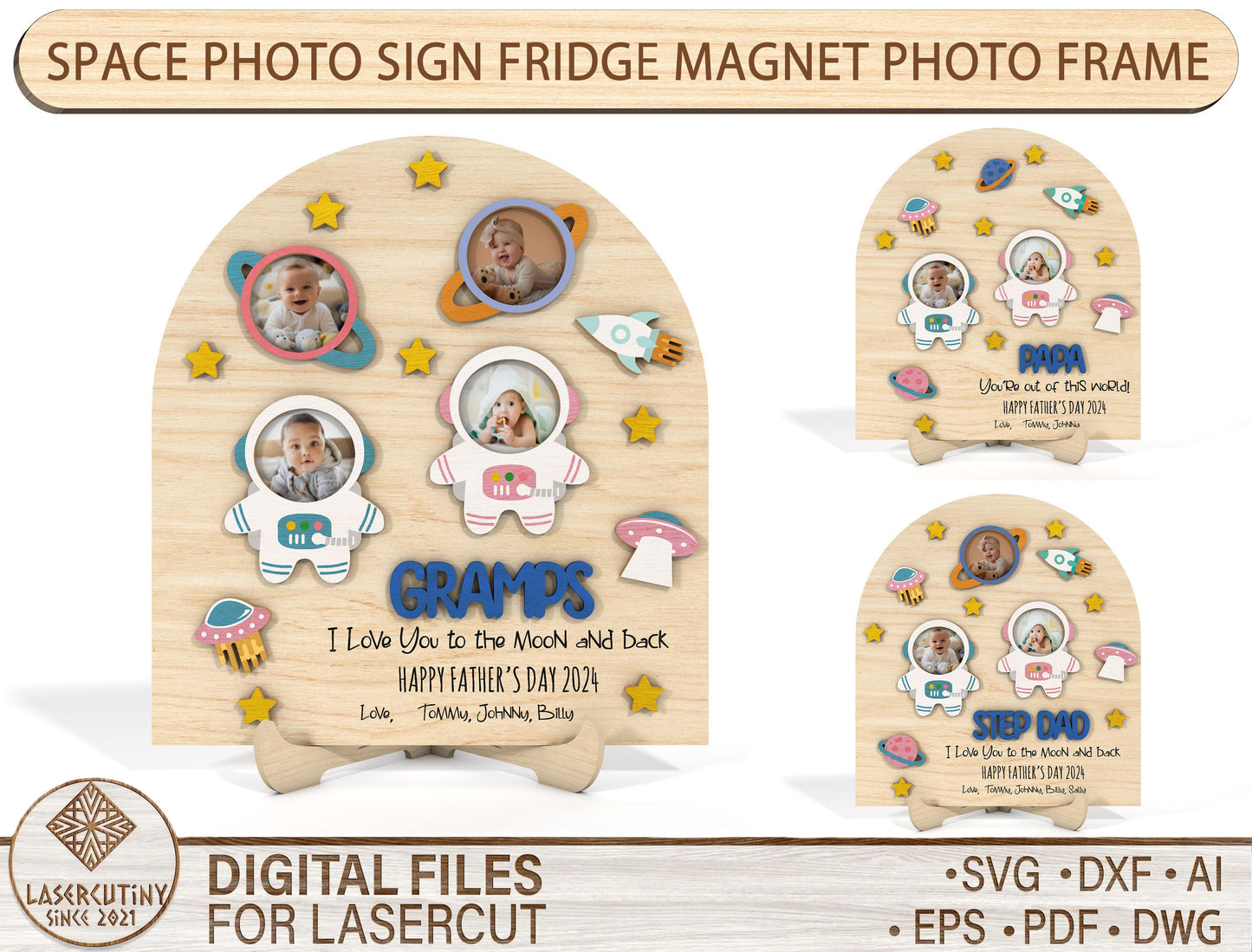 Space Photo Sign SVG Laser Cut File for Glowforge and xTool