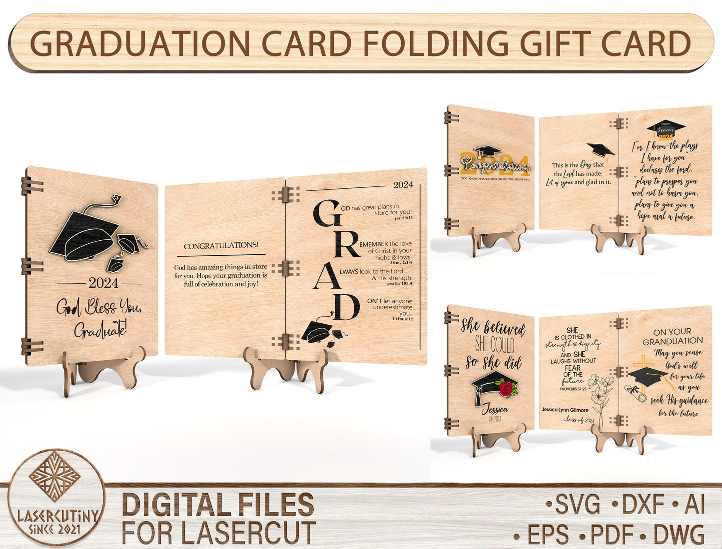Graduation Folding Card SVG for Glowforge and xTool