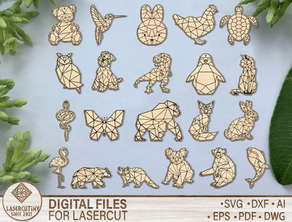 Geometric Animal Earring SVG Bundle Laser Cut File for xTool and LightBurn