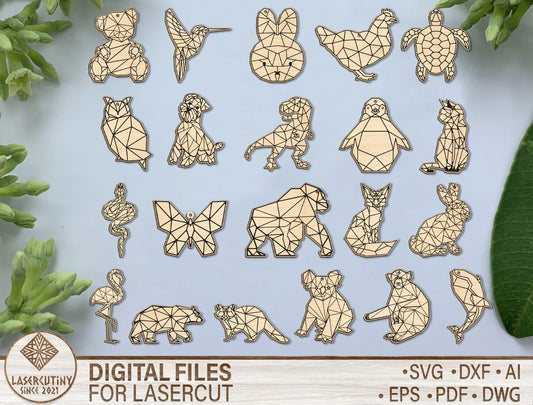 Geometric Animal Earring SVG Bundle Laser Cut File for xTool and LightBurn