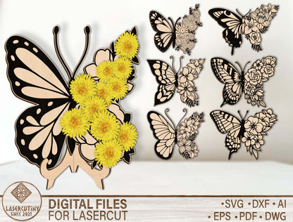 Butterfly Flower Holder SVG Laser Cut File for LightBurn and Glowforge