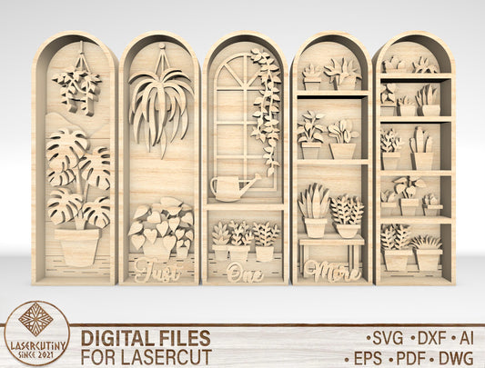 Layered Botanical Arch Panel SVG Bundle for xTool and Glowforge