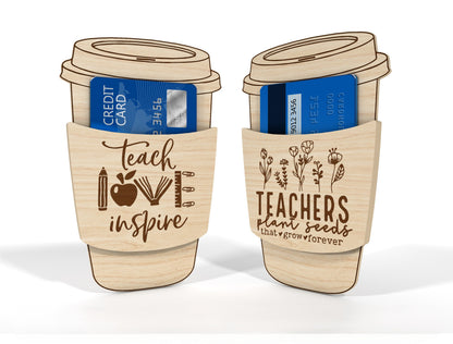 Teacher Appreciation Gift Card Holder SVG Bundle for Glowforge and xTool