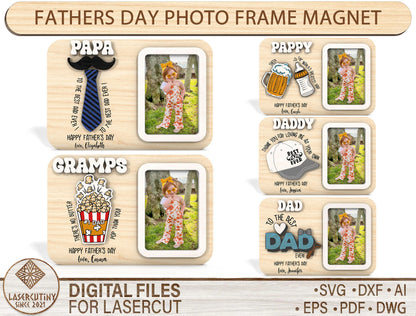 Dad Photo Frame Magnet SVG Laser Cut File for Glowforge Users