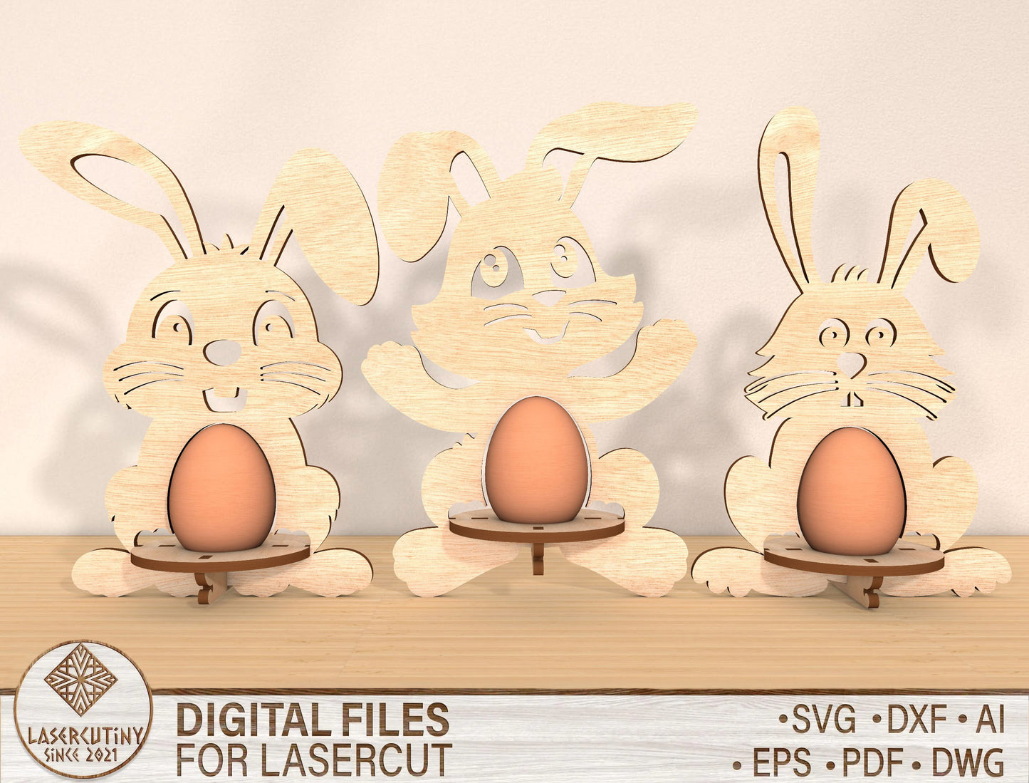 Bunny Egg Holder SVG Bundle Rabbit Egg Stand Easter for LightBurn and xTool