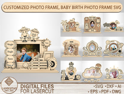 Personalized Family Photo Frame SVG Bundle for Glowforge and xTool