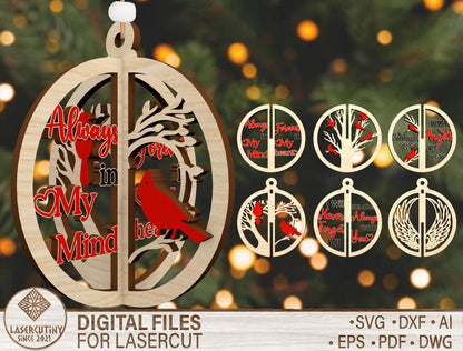 3D Split Memorial Ornament SVG Bundle for Glowforge and LightBurn