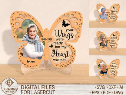 Butterfly Memorial Photo Sign SVG Laser Cut File for Glowforge