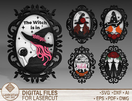Halloween Gothic Frame SVG Bundle for Glowforge xTool LightBurn | 5 Designs