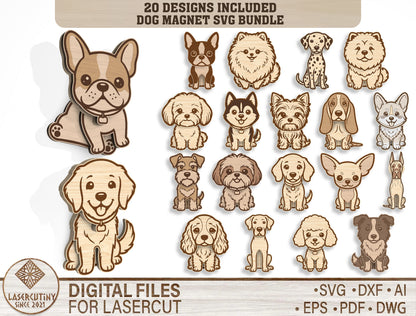 Dog Magnet SVG Bundle for Glowforge, xTool, or LightBurn