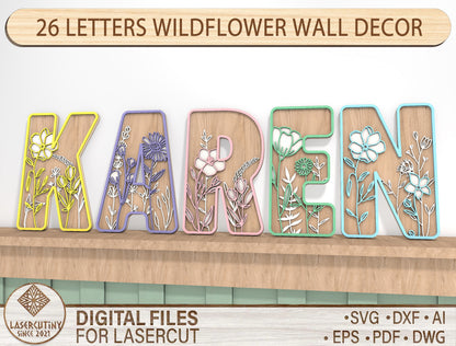Floral Alphabet SVG Bundle for Glowforge and xTool Laser Cut File