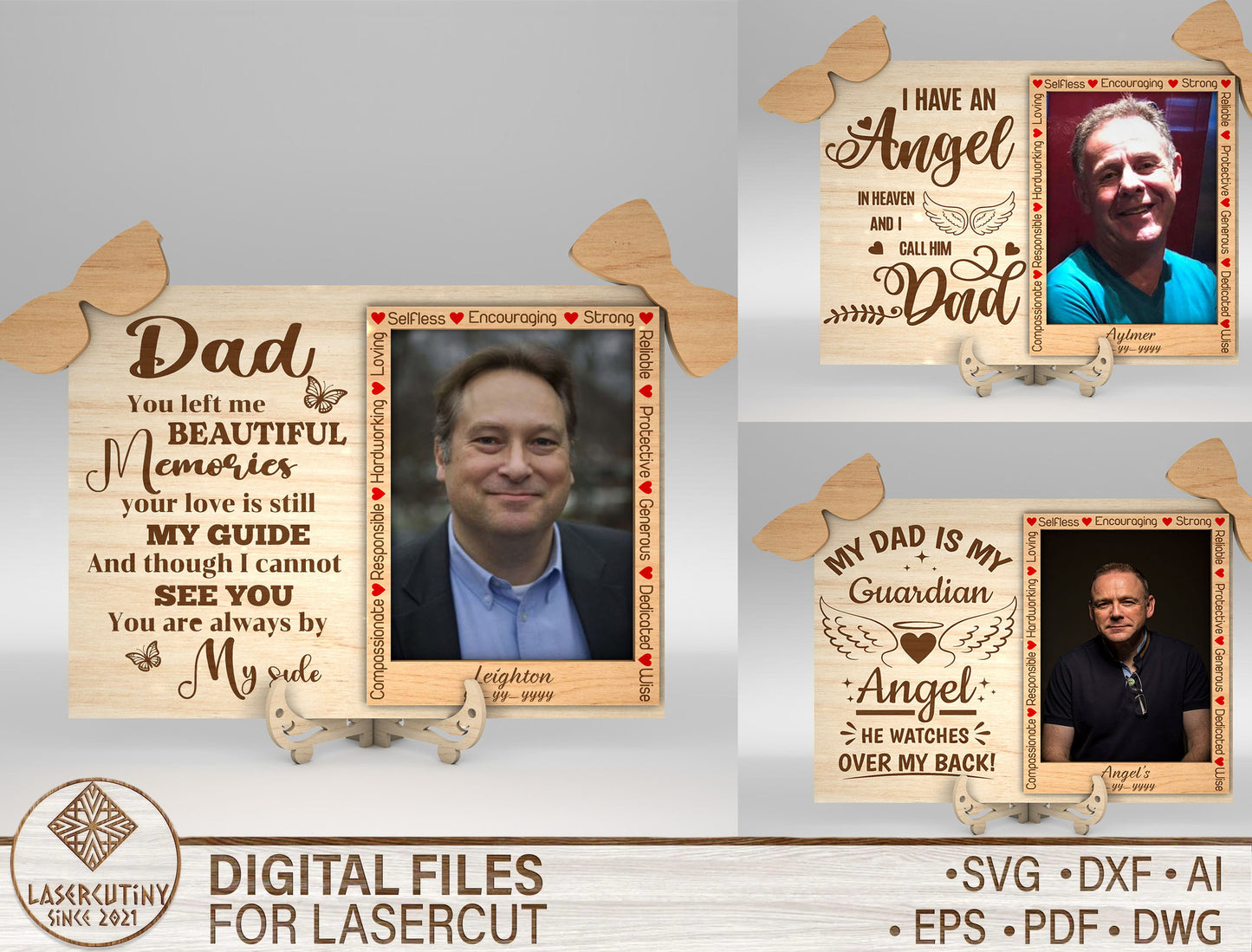 Dad Memorial Photo Frame SVG Laser Cut File for LightBurn and xTool