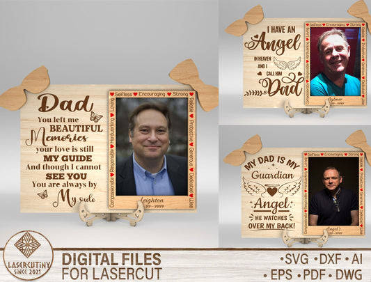 Dad Memorial Photo Frame SVG Laser Cut File for LightBurn and xTool