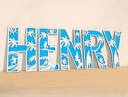 Ocean Theme Alphabet SVG Laser Cut File for Glowforge and LightBurn