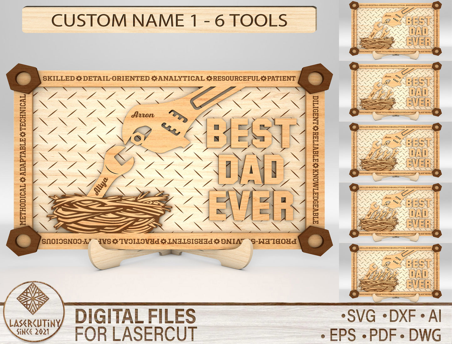 Best Dad Ever Tool Sign SVG Laser Cut File for Glowforge and LightBurn