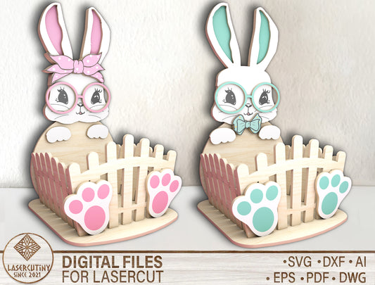 Easter Bunny Glasses Egg Holder SVG Cute Bunny for Glowforge and xTool