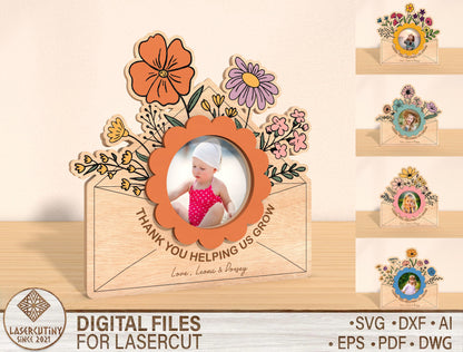Mom Photo Frame Stand SVG Bundle Floral for xTool and LightBurn