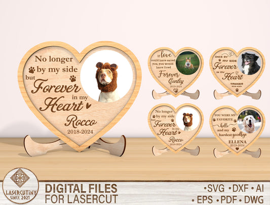 Custom Pet Memorial Heart Photo SVG Laser Cut File for LightBurn