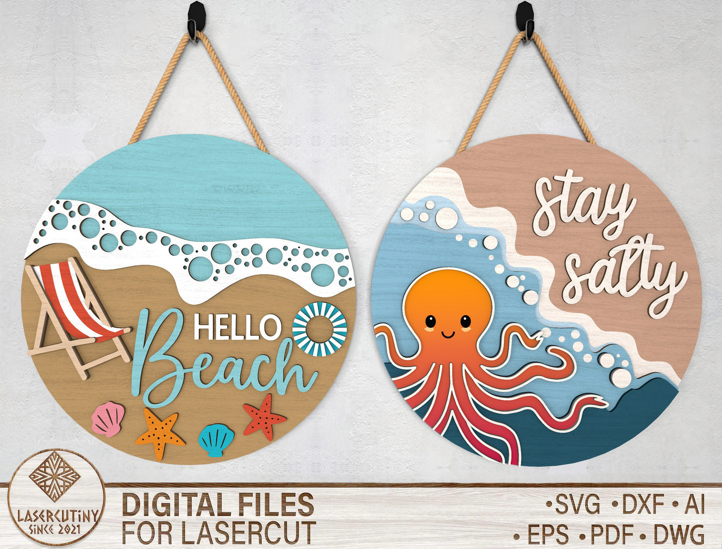 Hello Beach Door Hanger SVG Bundle for Glowforge