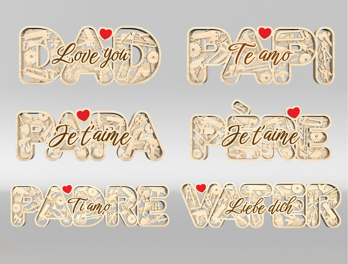 Dad Multilayer Name Sign SVG Laser Cut File for Glowforge and LightBurn